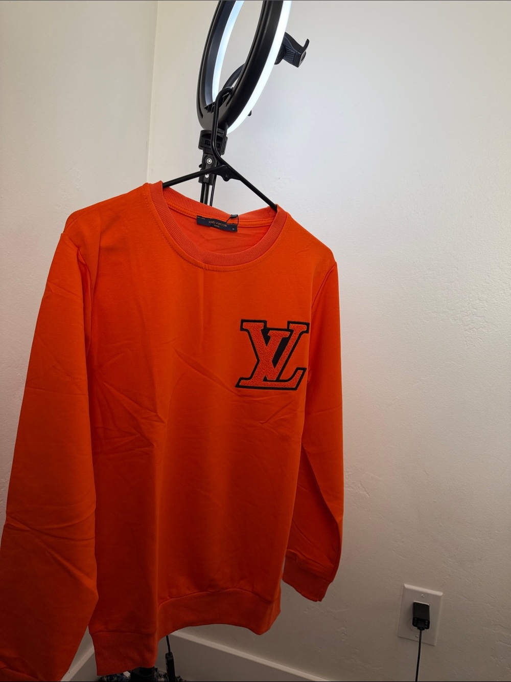 Louis Vuitton Orange Kids Sweatshirt with Black LV Patch